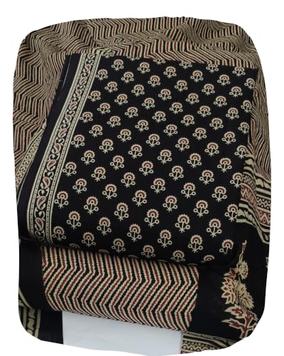 Image of DRAVINAM Trends Women's Premium Cambric Cotton Jaipuri Printed Unstitched Salwar Suit Dress Material with Mulmul Cotton Dupatta