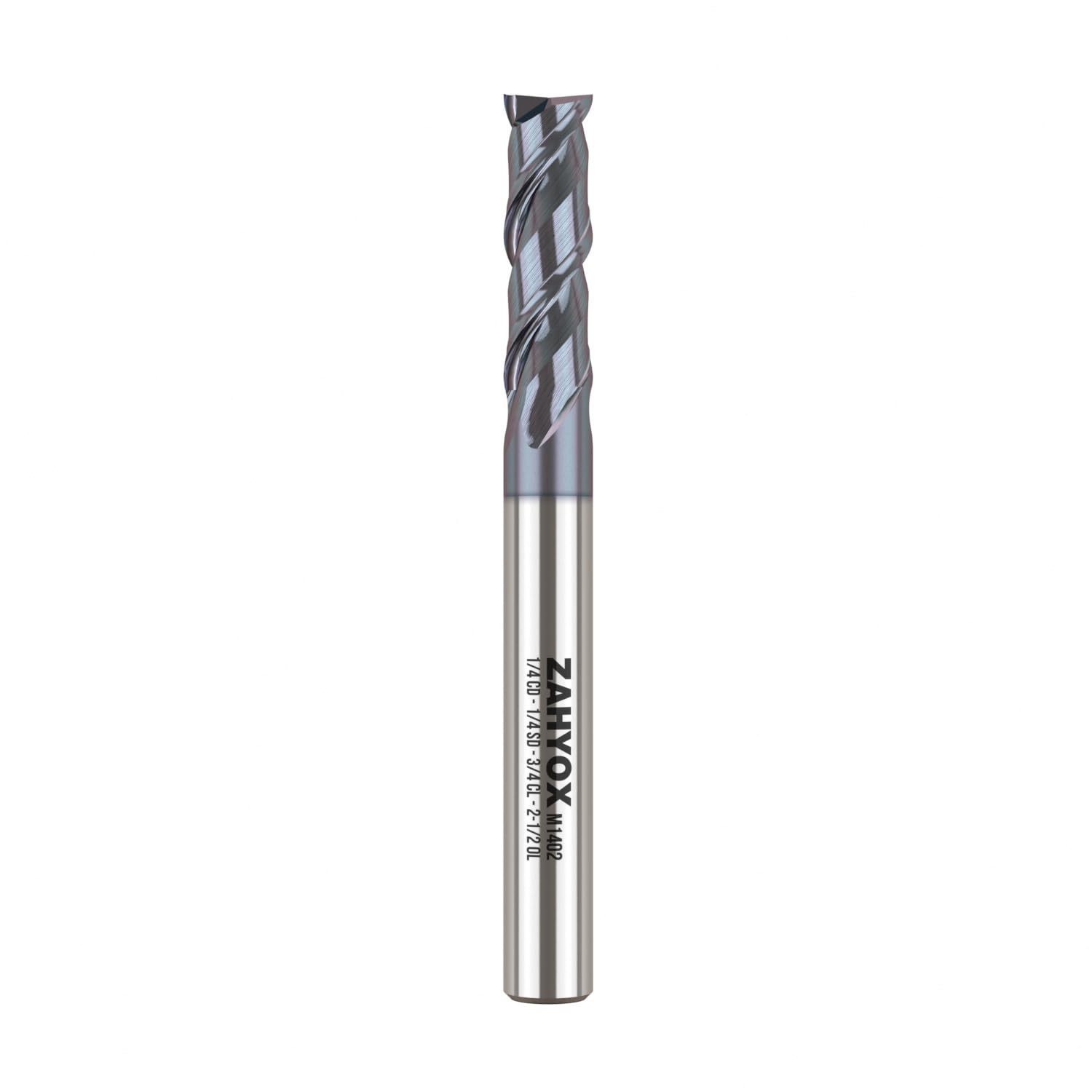 2 Flutes TiAlN Coated Square Nose End Mill, Solid Carbide Upcut Spiral CNC Router Bit, 1/4" Diameter, 1/4" Shank, 3/4" Cutting Length, 2-1/2" Overall Length, CNC Cutter Milling Tool