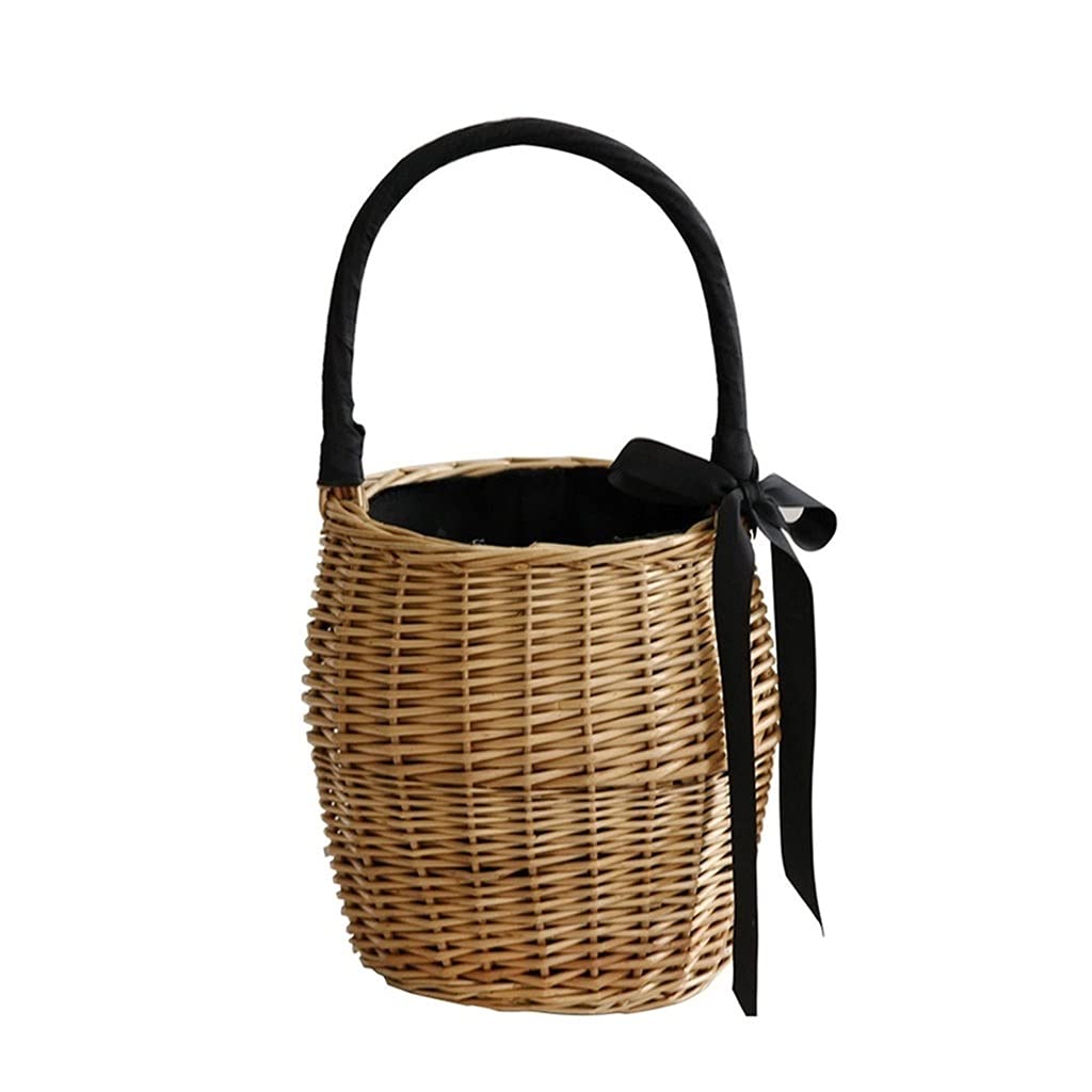 Storage Basket,Picnic Portable Wicker Hand Woven Hamper Flower Fruit for Camping and Outdoor Party