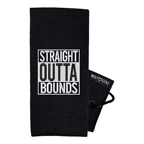Wolf Golf Towels - Straight Outta Bounds Golf Towel - Embroidered Funny Golf Towel - Golf Gift For Men Or Women - Golf Accessories For Women Or Men #TOP18