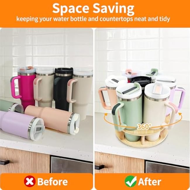 Stanley Wooden Cup Holder Tumbler Organizer 40 oz 7 Holders