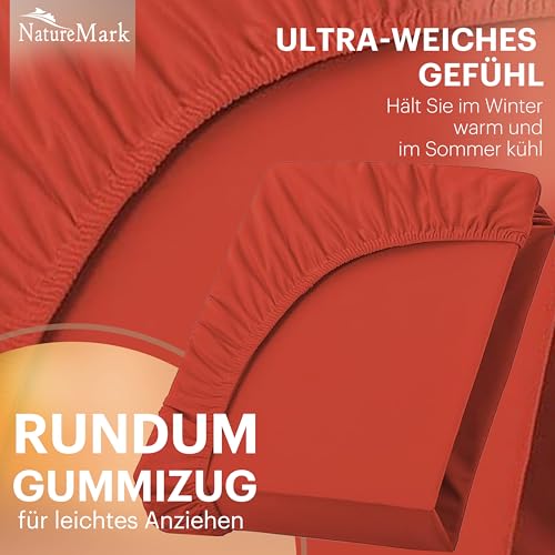 NatureMark Jersey Spannbettlaken, Spannbetttuch 100% Baumwolle in vielen Größen und Farben MARKENQUALITÄT ÖKOTEX Standard 100… – Ansicht 4
