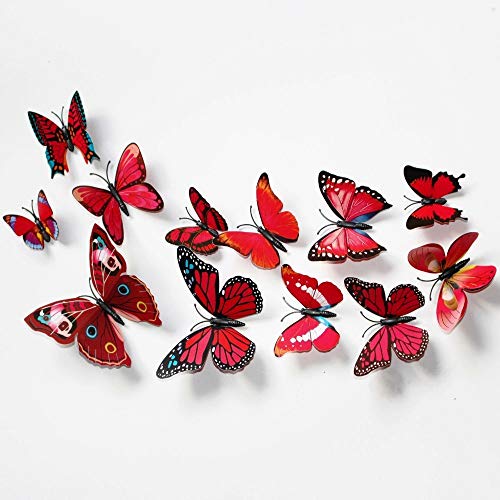 12 Borboletas Vermelhas Artificiais Ímã Geladeira Decorativo
