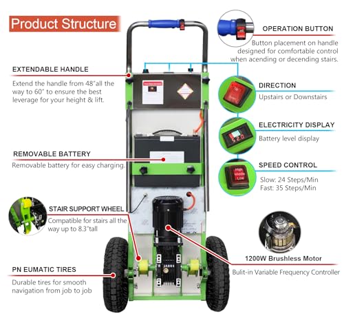 Carretilla Eléctrica para Escaleras 880lb Carga Máx miniatura 3