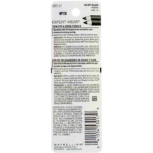 Maybelline Expert Eyes Twin Brow And Eye Pencils, Velvet Black, pack 5 miniatura 2