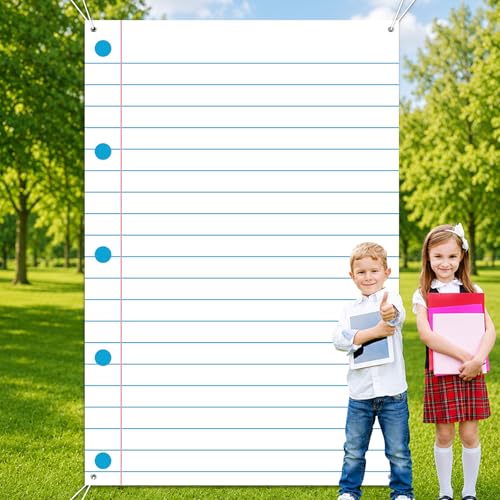 6.6x4.4Ft Notebook Paper Backdrop First Day of School Photo Backdrop Classroom Banner Decorations for Class of 2026 Photo Background Graduation Wall Door Decor Back to School Party Supplies