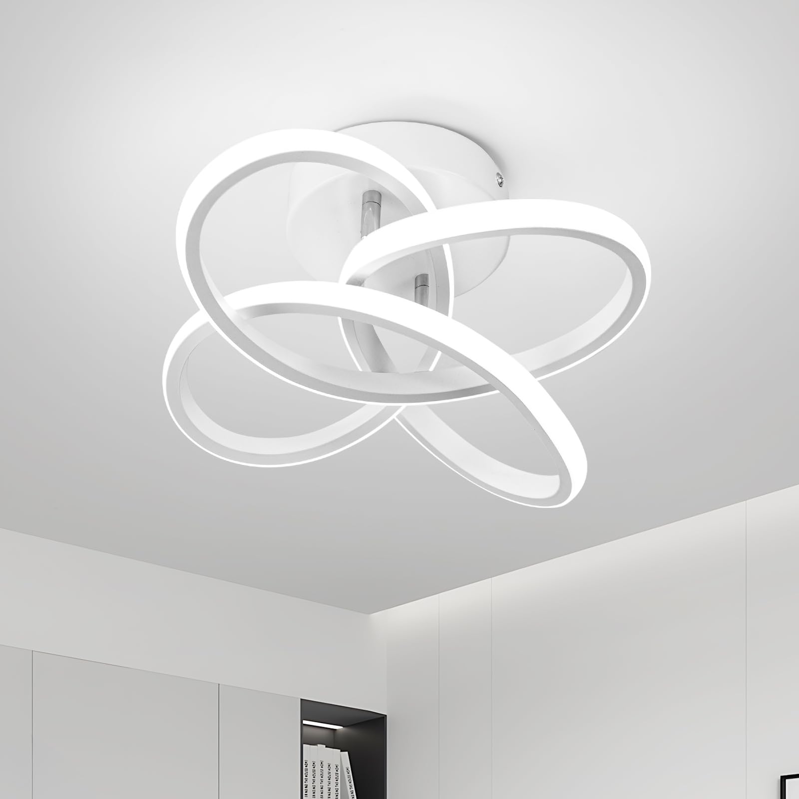 EIDISUNY Led Ceiling Light, Modern Ceiling Lights LED, Simple Curved Ceiling lamp, White Ceiling Lighting Fixture for Hallway Bedroom Living Room Entryway Balcony Stair - 26W Cold White Light 6000K.