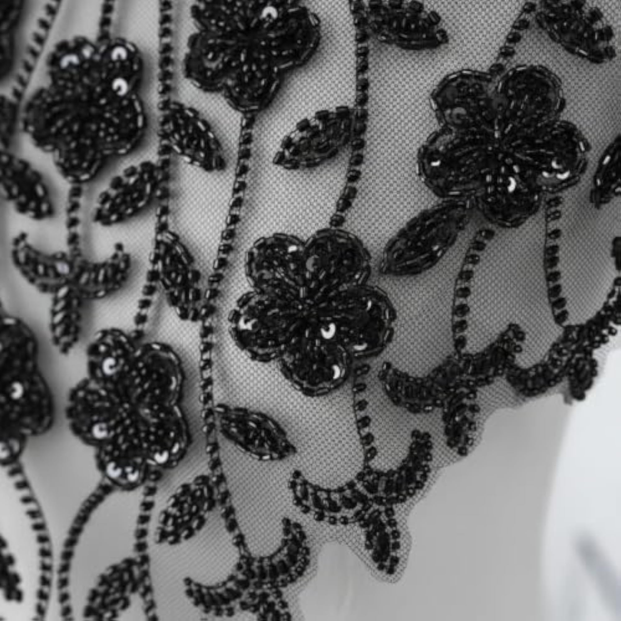 Floral Sequin Applique with Beads for Decorative Trim