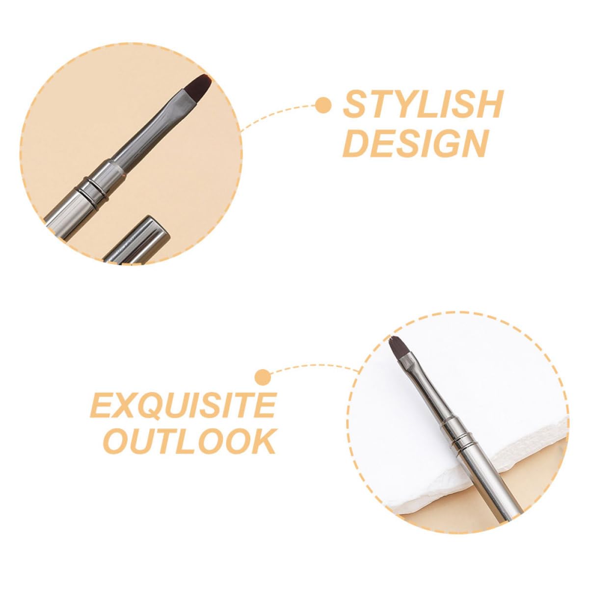 FUOYLOO Pennelli per Nail Art e Setole in Nylon, Facili da Usare e Resistenti 2 Pezzi Manico in Alluminio per Manicure Professionale e Decorazioni Unghie