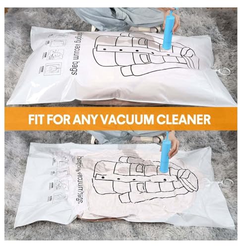 Vacuum Storage Bags 13 Combo Set - Space Saver Bags for Clothes, Bedding & Travel - Compression Bags with Hand Pump & Hanging Garment Bags4