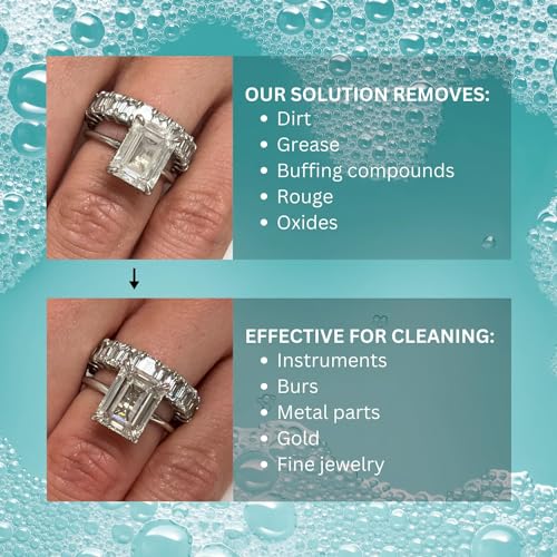 GemOro Jewelry Cleaner Solution Concentrate | for Ultrasonic Machines | Professional Performance Cleans Rings Watches Glasses Earrings (1 Quart)