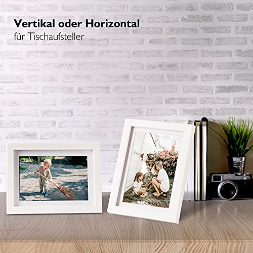 Egofine Bilderrahmen 13x18 cm Weiß 4er-Set, Robuste Holz-Verbund-Fotorahmen mit echtem Glas für Bilder 10x15cm mit Matte… – Bild 7