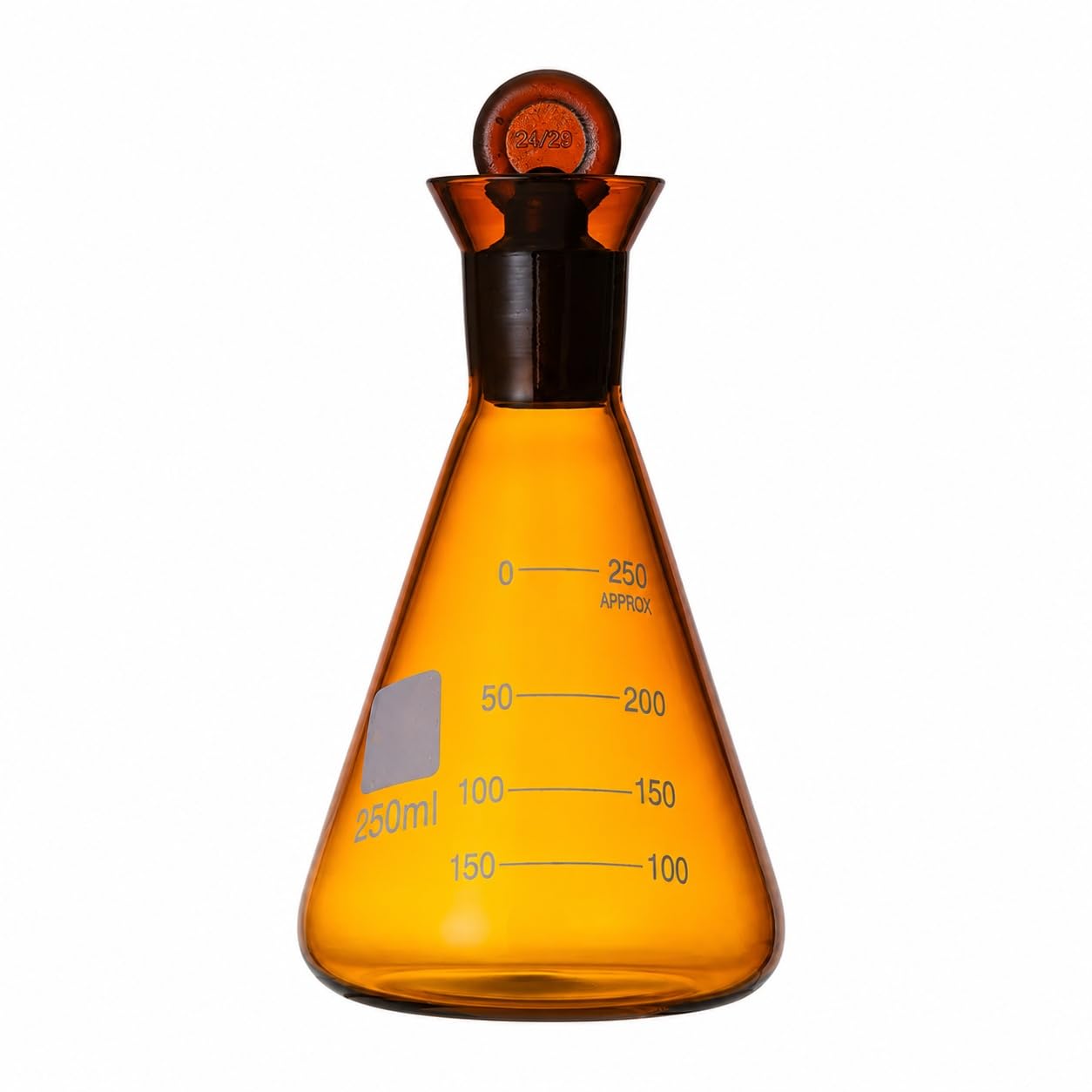 VIDOO Matraz Erlenmeyer Ámbar de Vidrio Borosilicato con Tapón Esmerilado, Frasco Cónico de Laboratorio con Protección Contra la Luz, 2000ml