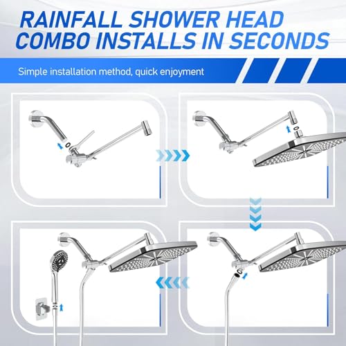 Cabezal de ducha lluvia 11 pulg con brazo ajustable miniatura 5