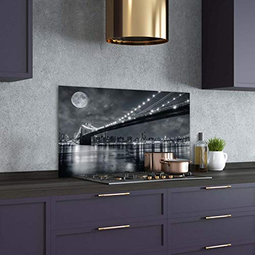 Splashback guard en verre noir et blanc 100x70cm pont de Brooklyn - 3