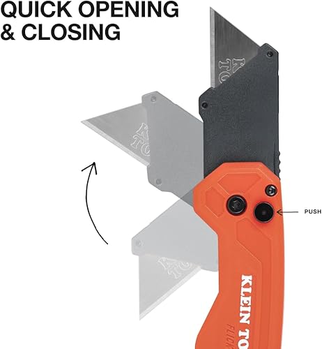 Miniatura 5 de Klein Tools 44307 FLICKBLADE - Cuchillo utilitario plegable, diseño subcompacto con hoja de acero al carbono de triple tierra de cambio rápido,