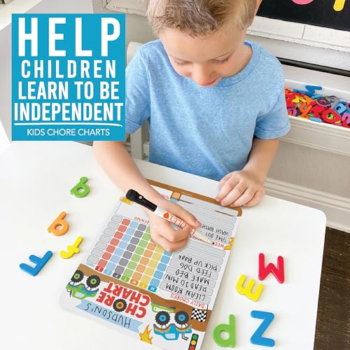 Image of Magnetic Chore Chart for Kids Dry Erase Reward Chart for Home and Classroom | Monster Truck Reusable Behavior Charts for Kids at Home and School, Weekly Magnet Responsibility Tracker for Teens and Adults