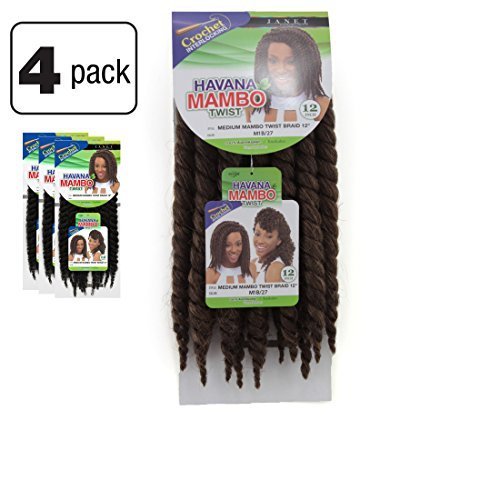 4 Packs of Janet Collection Havana Medium Mambo Twist Braid 12" (M1B/27 - Off Black/Honey Blonde)