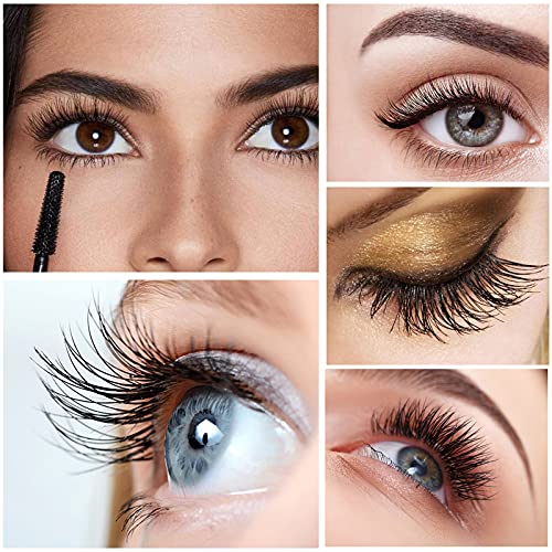 KYDA 2 Pcs 4D Silk Fiber Mascara,Black Mascara Waterproof Smudge-proof Long Lasting Mascara Natural Thick Curled Slim Mascara(Black)