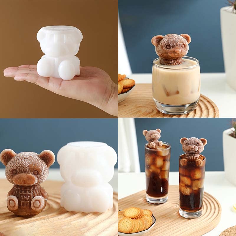 3Dくまちゃん 4P 製氷皿 シリコンモールド 製氷皿 4個取り 動物 製氷器 アイス かわいい シリコンモールド