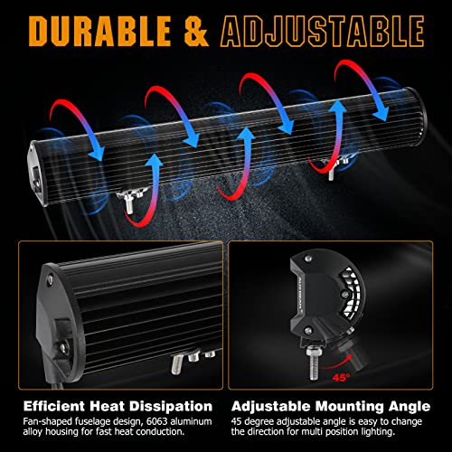 Auxbeam 2Pcs 4" 120W Led Pods + 20" 420W Led Light Bar, 6 Modes Amber White Strobe Offroad Fog Lights Dual Color Warning Spot Flood Driving Lights For Trucks Car Atv Jeep Pickup #TOP5