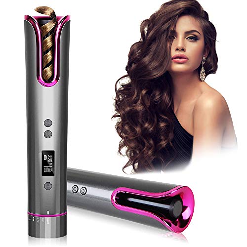 Cordless Hair Curler, Automatic Hair Curling Iron Auto Hair Curler Portable Rotating Curling Iron USB Rechargeable Hair Curling Wand with LCD Display and Timer, Auto Shut-Off Curling Wand Cordless Hair Curler, Automatic Hair Curling Iron Auto Hair Curler Portable Rotating Curling Iron USB Rechargeable Hair Curling Wand with LCD Display and Timer, Auto Shut-Off Curling Wand