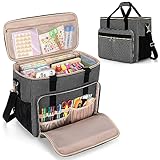 Luxja Craft Bag for Scrapbook Supplies (Fits 12 x 12 inch Scrapbook Album and 15.6" Laptop), Scrapbook Tote Bag with Multiple Pockets (Patent Pending), Gray