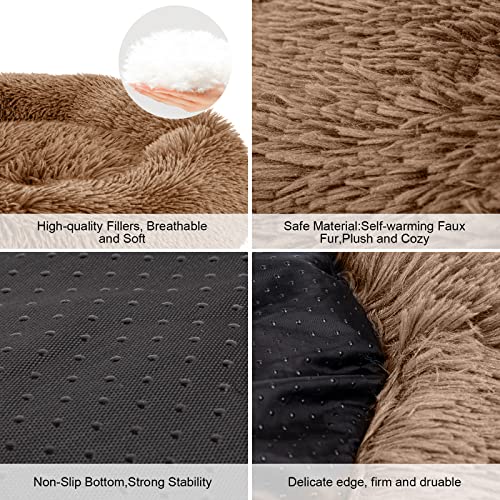 Dog Bed, Cat Calming Bed, Faux Fur Pillow Pet Donut Cuddler Round Plush Bed For Large Medium Small Dogs And Cats #TOP3