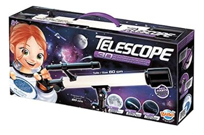 Age Minimum: 8 ans Description du produit: Un télescope avec une notice de 30 activités pour découvrir le ciel étoilé ! Avec tous les accessoires pour l'observation nocturne : trépied de sol de 89 cm, lentille de 50 mm de diamètre, objectif chercheur...