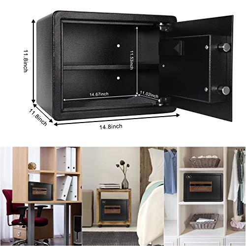 TIGERKING Digital Security Safe Box for Home Office Hotel-Double Safety Key Lock and Password, Steel Home Safes, 1.2 Cubic Feet