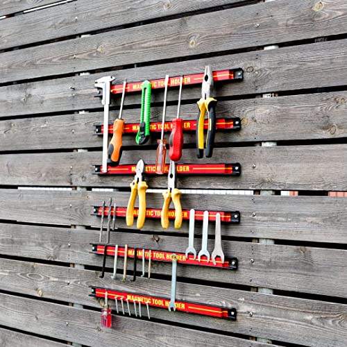 GiantexUK Set of 3/6 Magnetic Tool Holders, Heavy Duty Metal Wall Holder Strip, Space Saving Wall Mounted Tool Organiser for Home Garage Workshop Kitchen (6PCS, 46cm) - Image 5