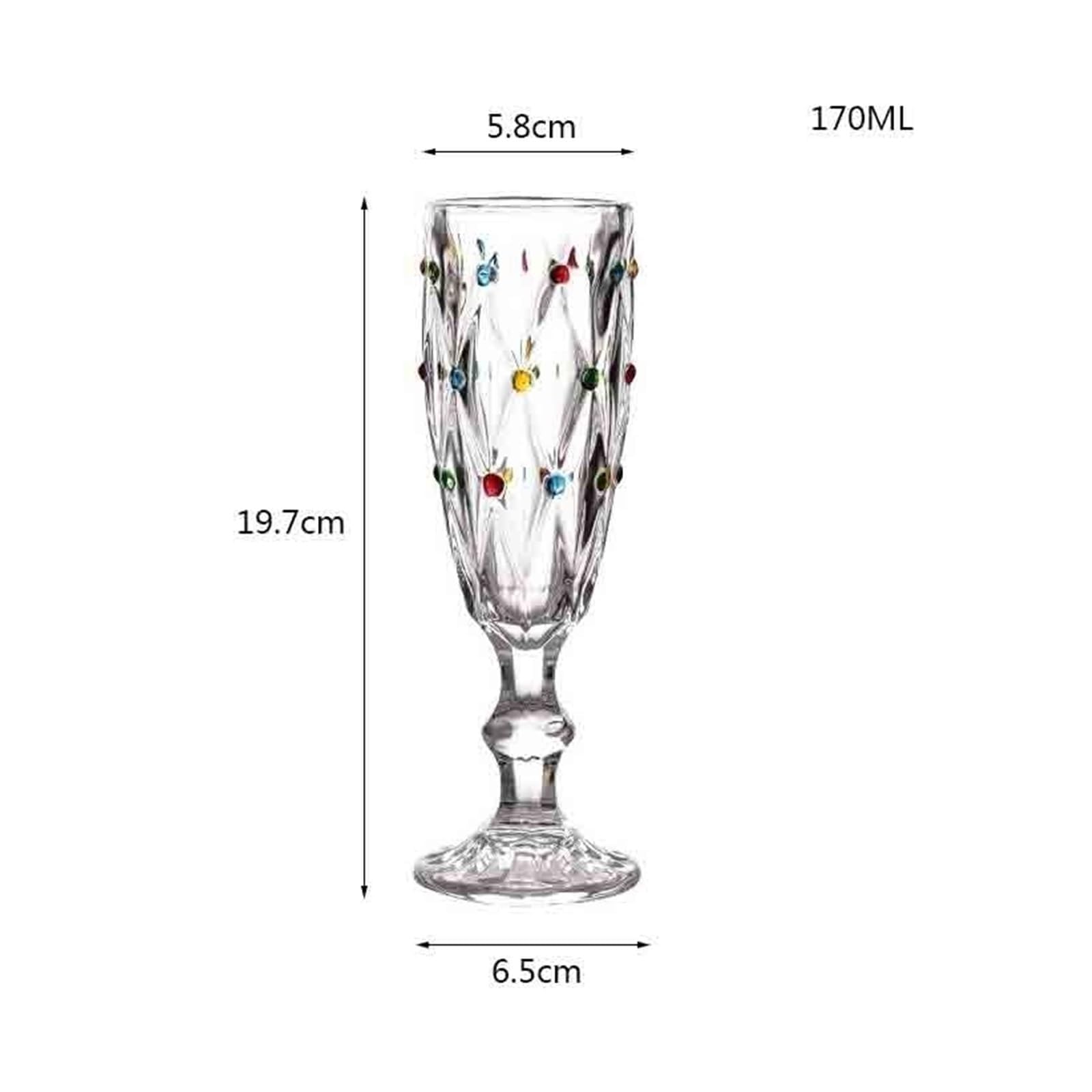 Copas de champán con relieve Vintage, 170ml, elegantes copas de vino y champán con lunares pintados for cocina, hogar y Bar Vaso para bebidas