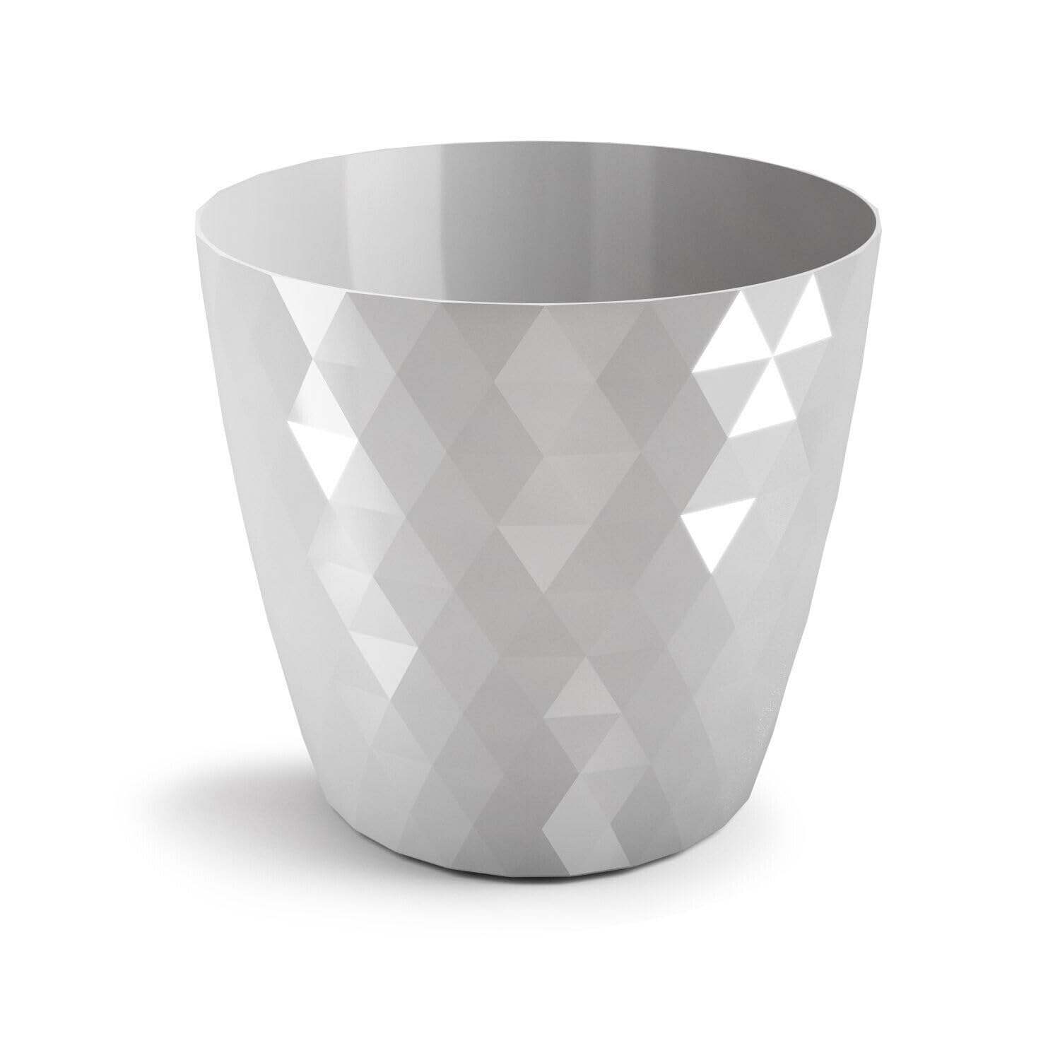 B2C Flowerpot Round Plastic plant pot Crystal Modern Decorative Small Medium Large 7 sizes 9 coolours (Grey, 16 cm)