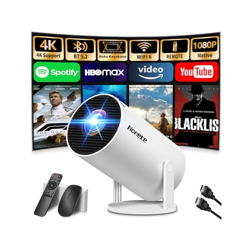 [App Integrada & 2026 Upgraded] Proyector 4K 1080P Mini Proyector Portátil con WiFi 6 Bluetooth5.2 Auto Corrección Automática Trapezoidal 270° Rotación Compatible con HDMI/USB/PC, Blanco