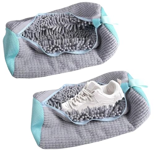 FYSL 2er Pack Schuhwaschbeutel für Waschmaschine, Schuhe Waschbeutel, Wiederverwendbar & Reißfest - Schont Schuhe & Verhindert Beschädigungen (Grau)