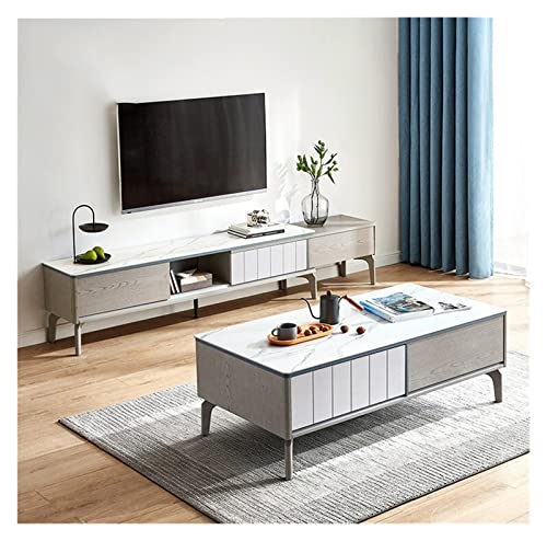 KIRANDY Gabinete telescópico de Pizarra for TV, combinación de Mesa de café, Centro de Entretenimiento, Mesa de Consola Multimedia for TV for Sala de Estar (Size : Cabinet+Table)