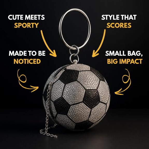 Like Dreams Rhinestone Sports Purse | Round Shaped Crossbody Bag for Women | Game Day Costume Purse Ball Clutch3