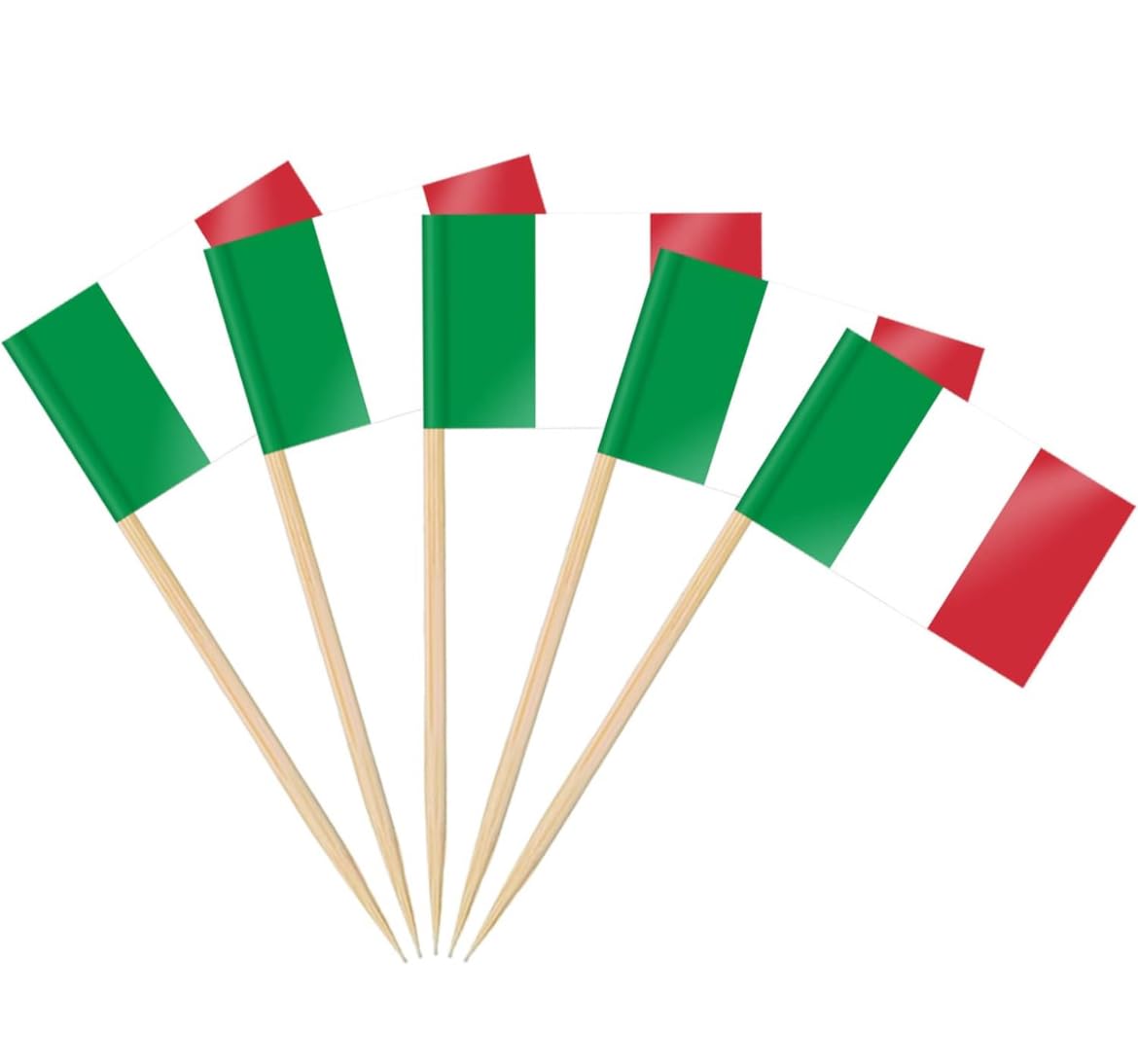 JULAK Flag Toothpick Double Sided Topper for national/independence day. Mini Stick Flags. Cupcake topper (Italy)