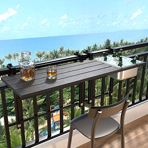 GDLF Upgraded Balcony Table Outdoor Patio Bar Table with Durable Composite Tabletop Aluminum Alloy Frame Hanging Folding Adjustable with Removable Ice Bucket, Easy Assembly (10Mins),43.5