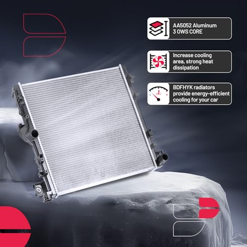 Image of BDFHYK Radiator Replacement for Jeep Wrangler JK 2007-2018 (3.6L & 3.8L V6), Aluminum Core for CU2957 2957 68143886AA 55056634AB