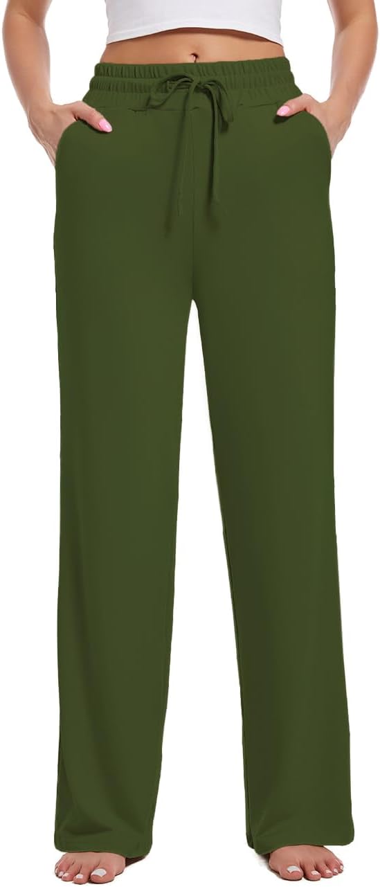 3 Pack Womens Yoga Sweatpants Wide Leg Lounge Pajamas Pants Drawstring Workout Comfy Joggers Sweatpants Pants Pockets - Image 2