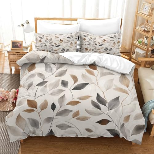 Housse de couette 140x200 effet 3D imprimé botanique durable