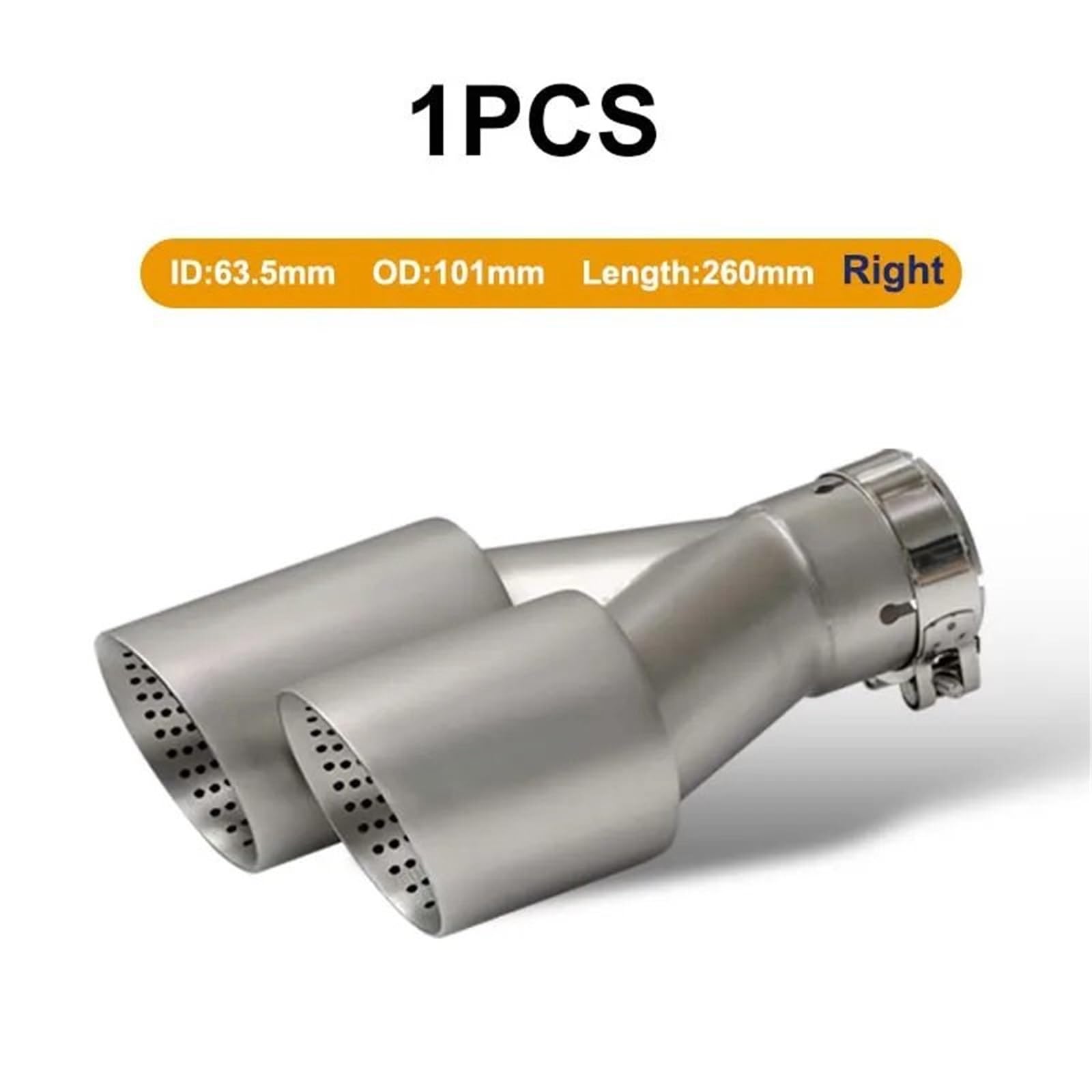 Car Silencer Końcówki wydechu Podwójna rura wydechowa samochodu Tłumik ze stali nierdzewnej Uniwersalne dysze wydechowe do tłumika(Right ID 63-OD 101mm)