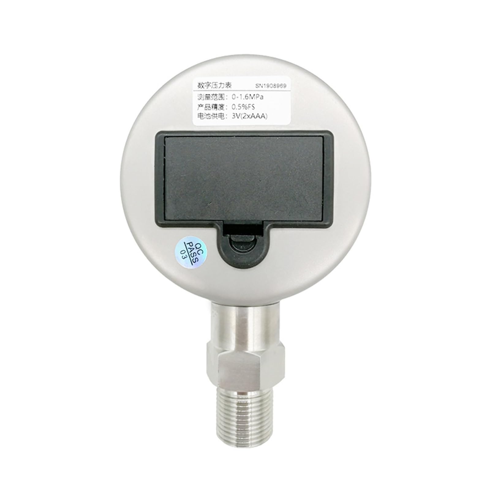Manometr NPT1-2 o wysokiej dokładności 0,1% FS, obudowa ze stali nierdzewnej, do powietrza, wody, oleju, średnica 80 mm, cyfrowy manometr (0-1 bar)