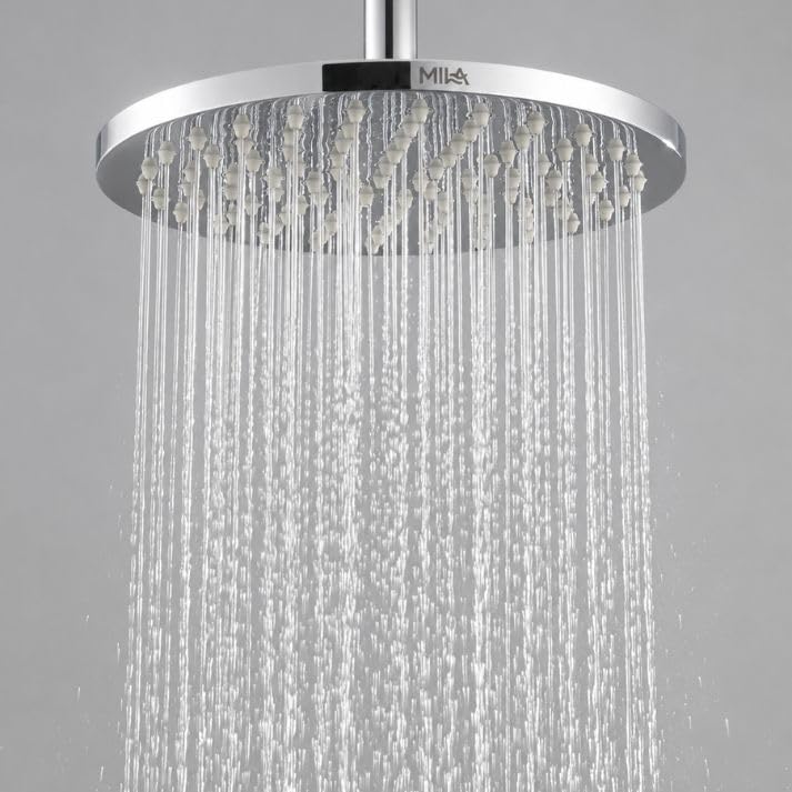 Image of Mila Nucleus 25 cm Rain Shower Head | ABS Body | Chrome Finish | Wall Mount | Wide Coverage Rainfall | Modern Bathroom Shower | Easy Installation | 1.5 Yr Warranty