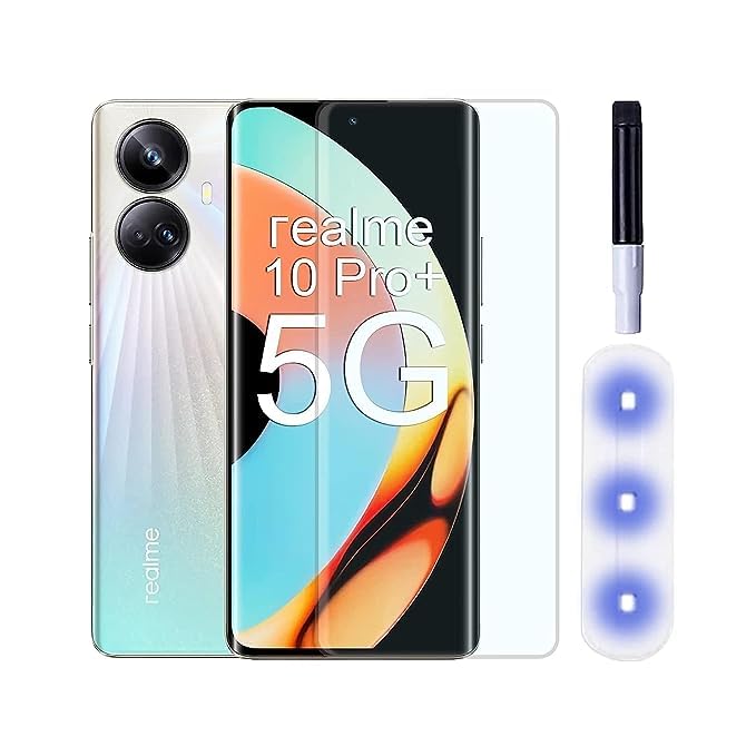 Image of Premium UV Tempered Glass Screen Protector Compatible for Realme 10 Pro 5G (Pack Of 1) with Edge-to-Edge Protector Full Coverage UV and Easy Installation Kit