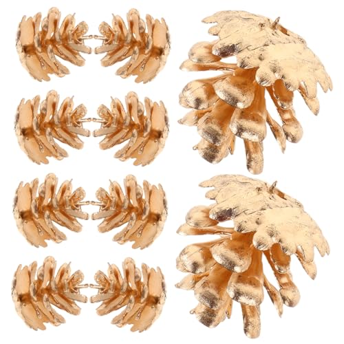 ULTECHNOVO 10 Pigne Dorate Finte in Plastica, Piccole Pigne Per Lavoretti Natalizi, Decorazioni Artigianali e Riempitivo Per Vasi, Confezione Da 10 Pezzi (3 Cm