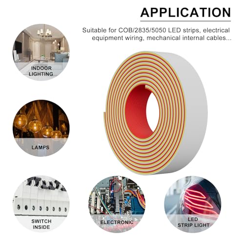 Image of PAUTIX 65.6ft /20M Extension Cable Wire Cord,22AWG 3-pin Wire Cord for Single Color LED Strip Lights,COB /2835 Tape Lights,5V 12V 24V Low Voltage Extension,Red,Yellow,White (Pack of 2)