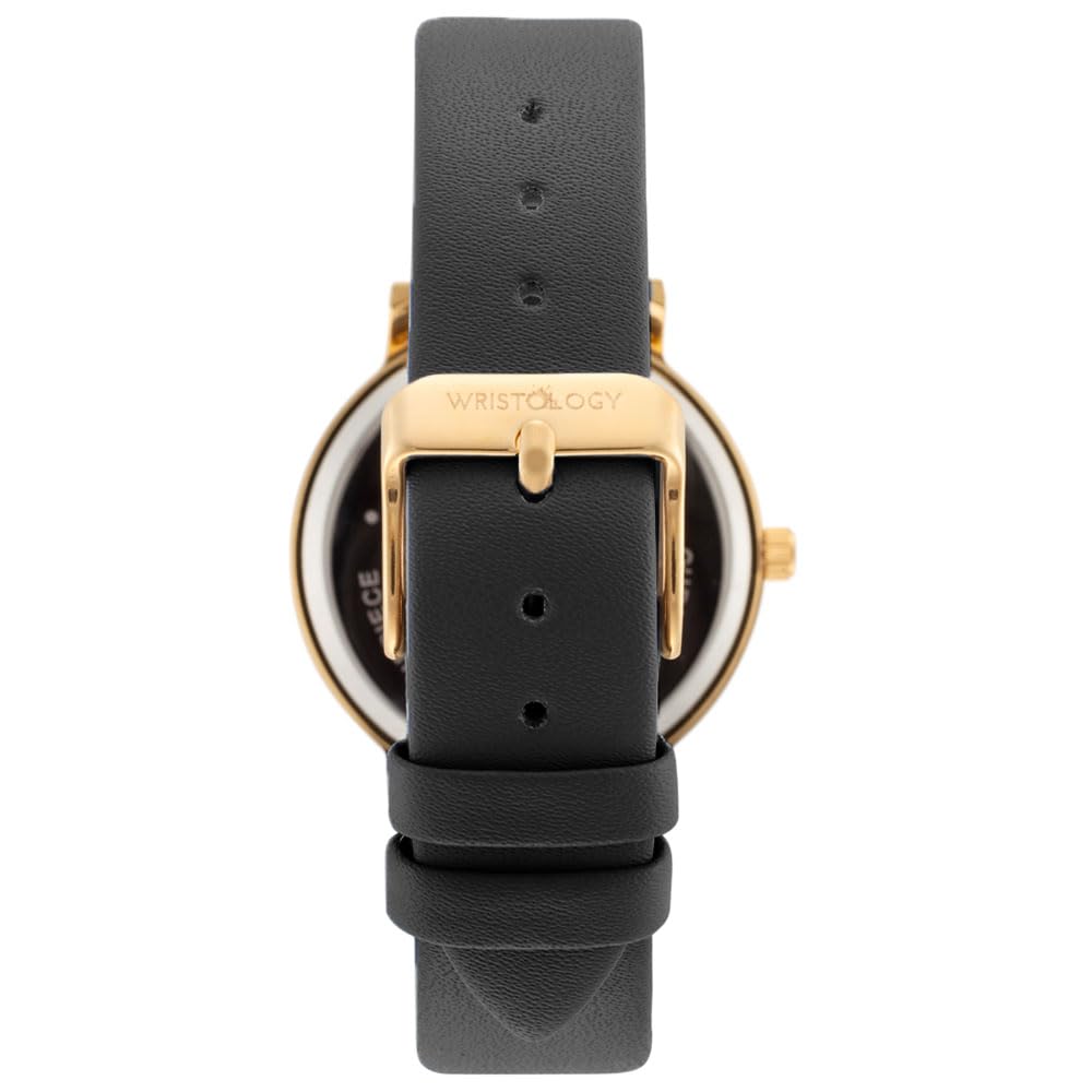 Reloj Boyfriend  Stella para mujer, Roman Rose, de oro de color negro, con correa de piel cambiable. 2