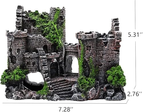 Image of Kizzy Pets Aquarium Decoration Resin Castle - Fish Tank Supplies Accessories, Eco-Friendly Fish Tank Aquarium Ornament for Natural Looking (L-7 W-2.3 H-5)